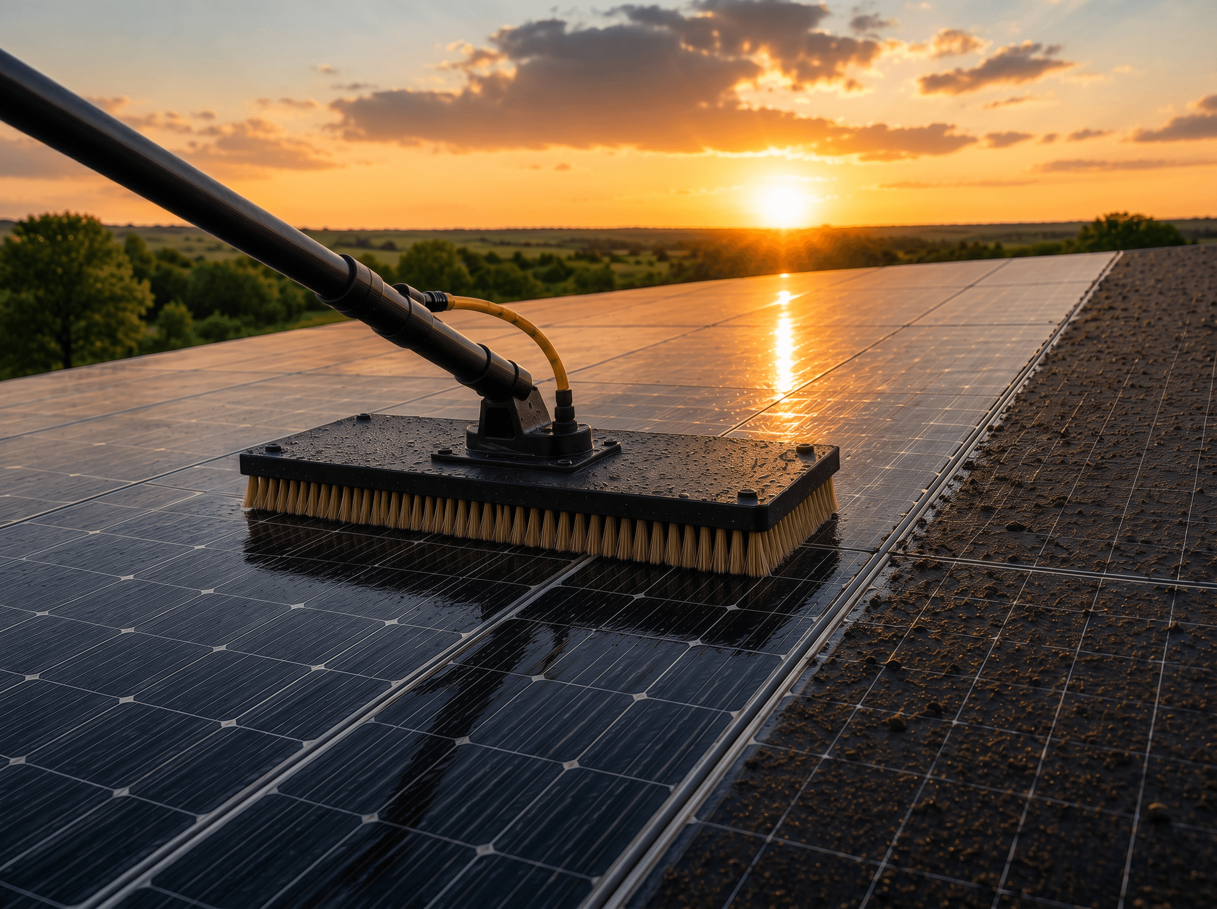 Curățare panouri fotovoltaice pentru parc fotovoltaic și hală industrială — intervenție comercială la scară mare